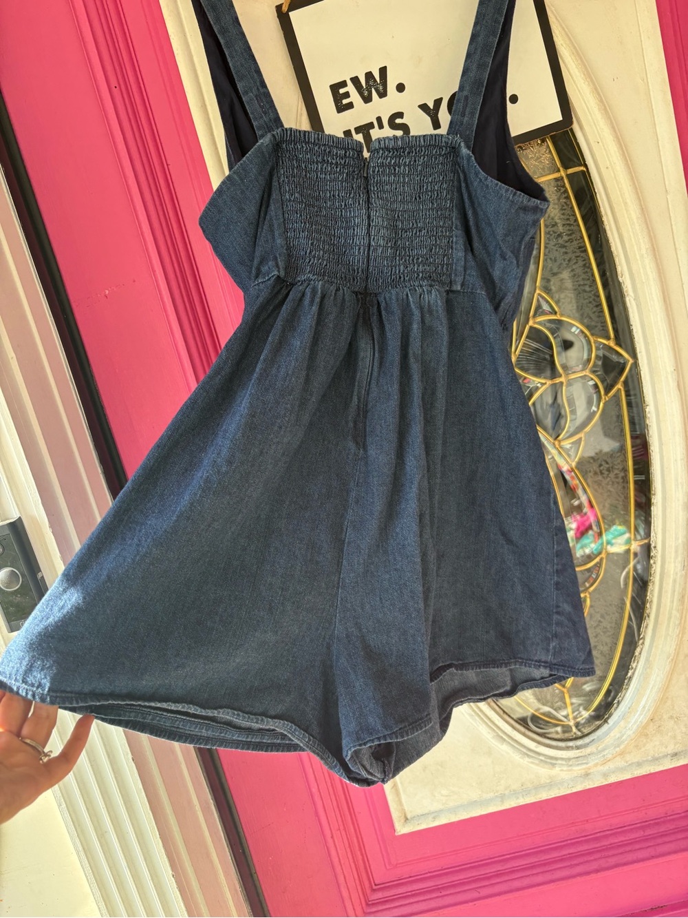 American Eagle Outfitters Dark Blue Denim Mini Dress romper - Picture 6 of 7